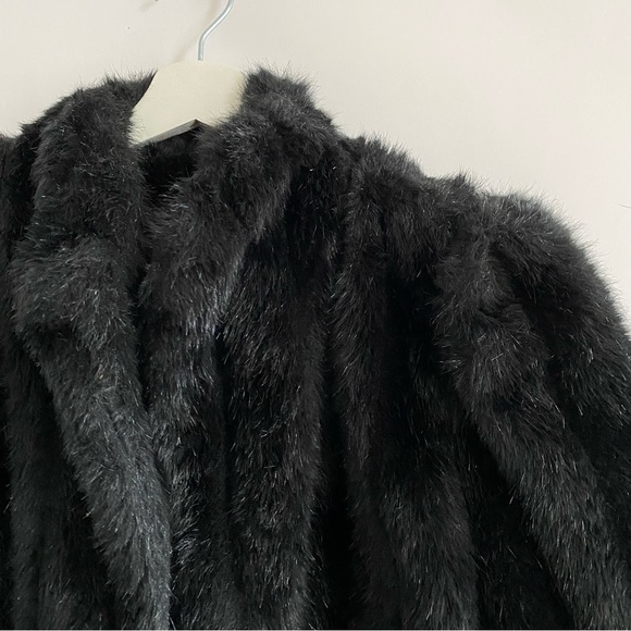 Women’s Vintage 1980’s Faux Fur Jacket Black Large - Picture 9 of 9